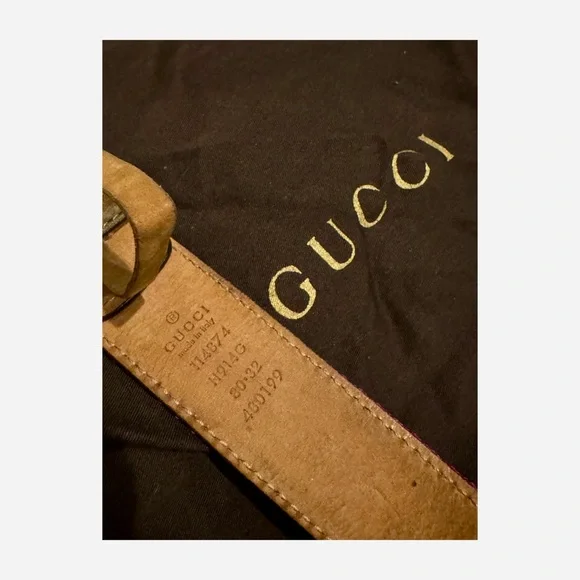 Gucci Fuchsia&Brown Web Belt w/Gold Interlocking G Size 80  display picture 1